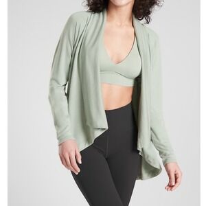 Athleta Waterfall Two way wrap Cardigan Sweater Light Green Size S